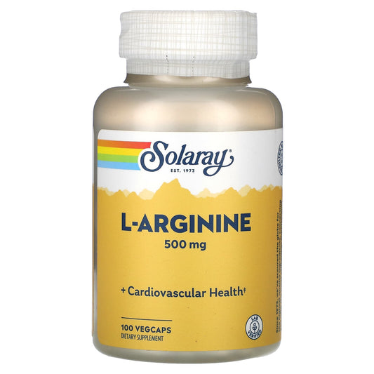 Solaray, L-Arginine , 500 mg, 100 VegCaps - Image 1