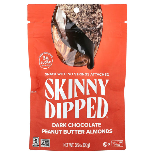 SkinnyDipped, Dark Chocolate Peanut Butter Almonds, 3.5 oz (99 g) - Image 1