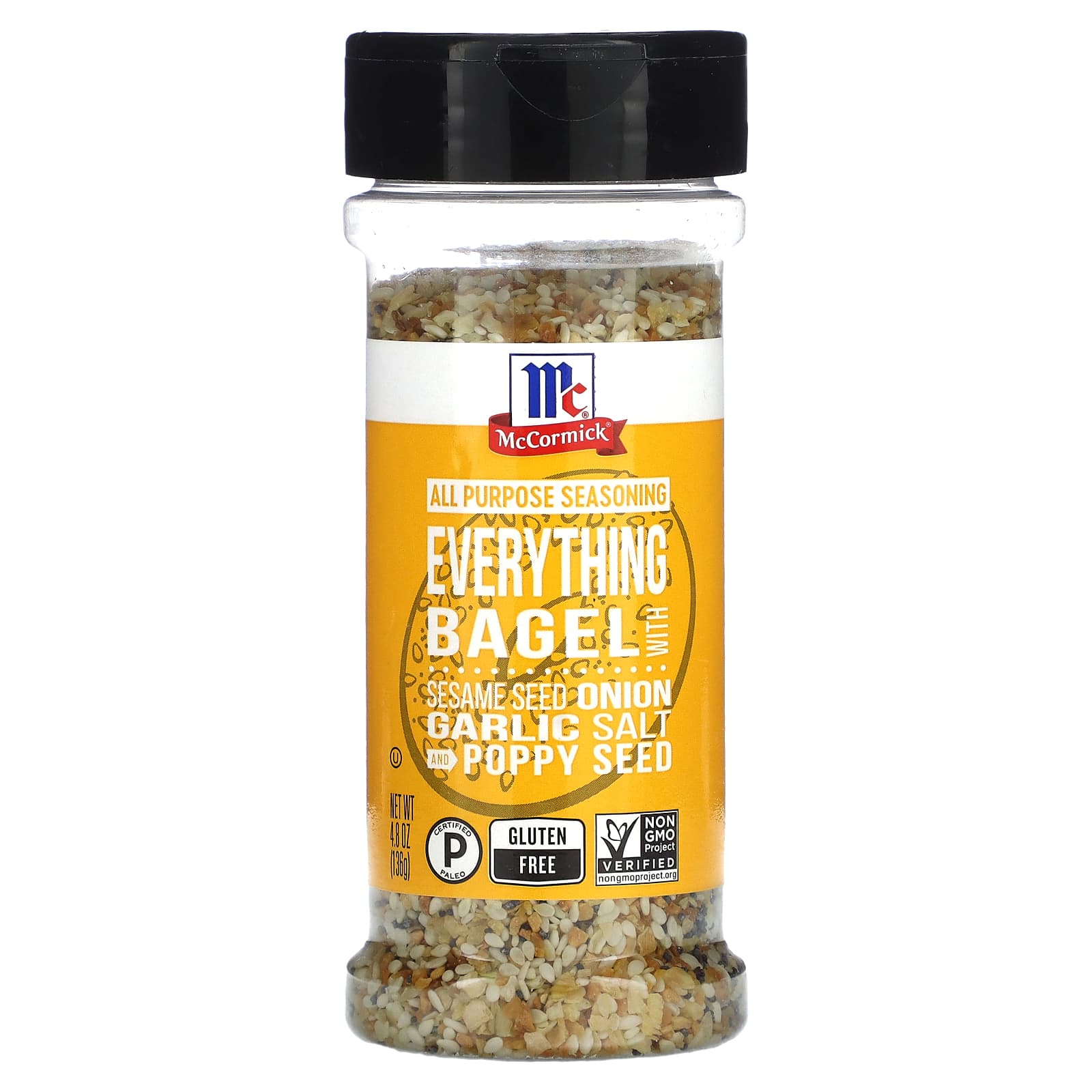 McCormick, All Purpose Seasoning, Everything Bagel with Sesame Seed, Onion, Garlic Salt and Poppy Seed, 4.8 oz (136 g) - Image 1