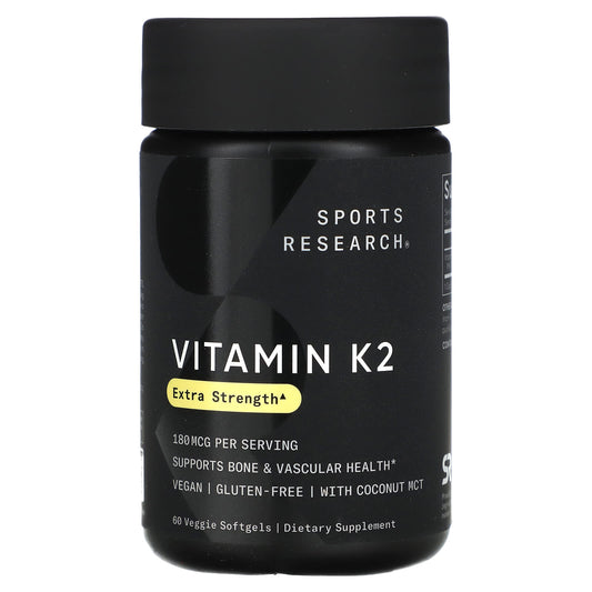 Sports Research, Vitamin K2, Extra Strength, 180 mcg, 60 Veggie Softgels - Image 1