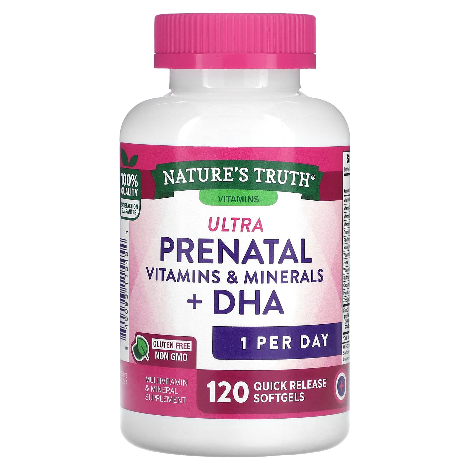 Nature's Truth, Ultra Prenatal Vitamins & Minerals + DHA, 120 Quick Release Softgels - Image 1