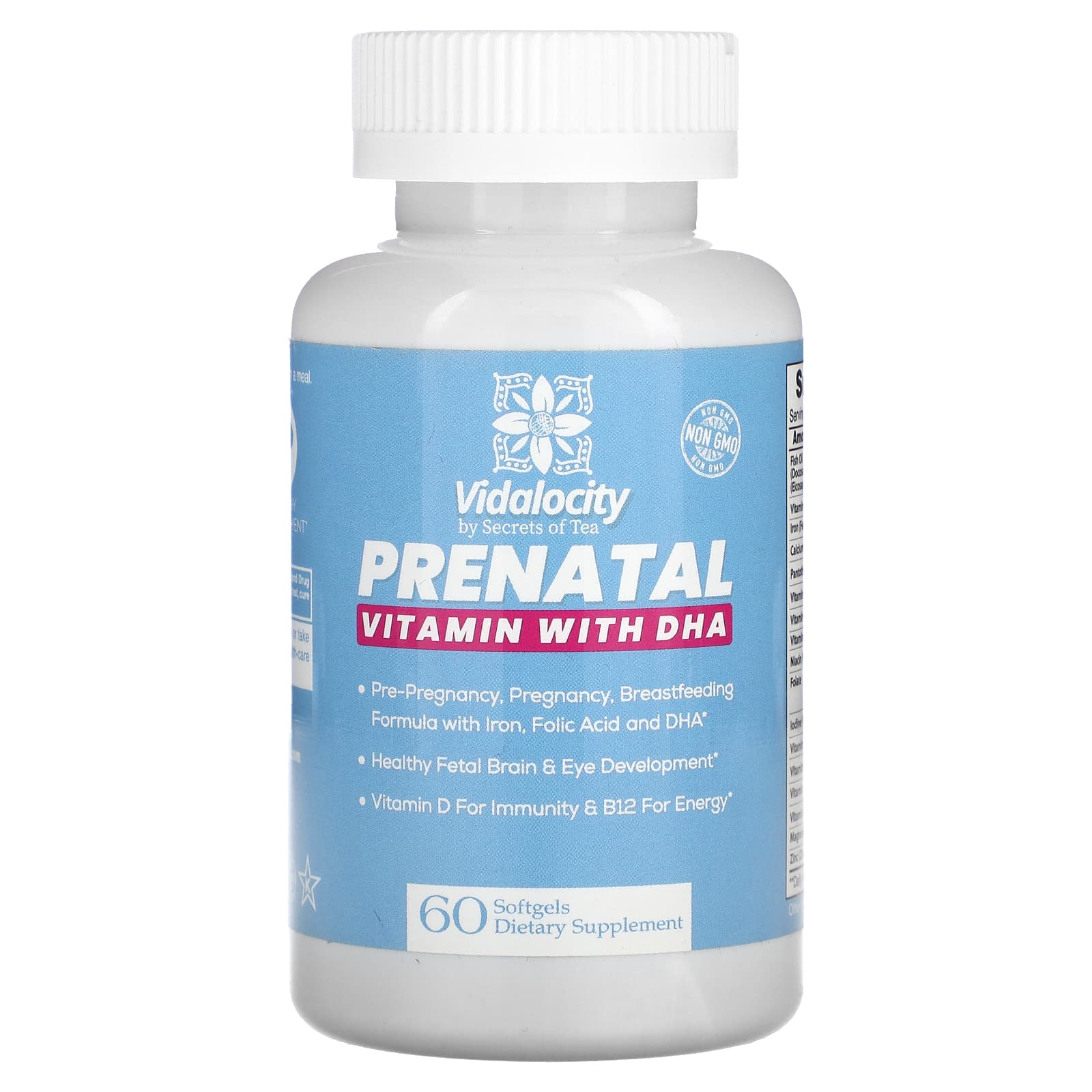Secrets of Tea, Vidalocity, Prenatal Vitamin With DHA, 60 Softgels - Image 1