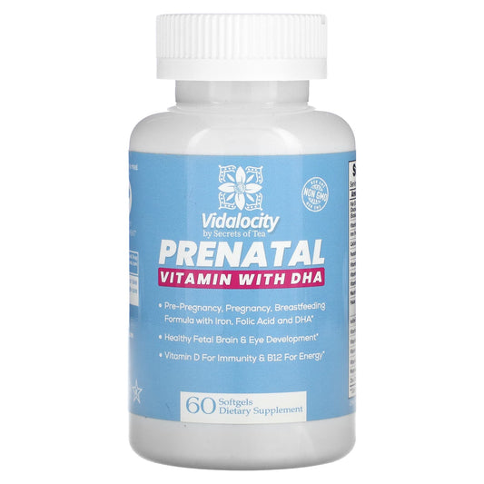 Secrets of Tea, Vidalocity, Prenatal Vitamin With DHA, 60 Softgels - Image 1