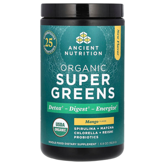 Transform Your Health with Ancient Nutrition Organic SuperGreens Mango, 6.8 oz - Image 1