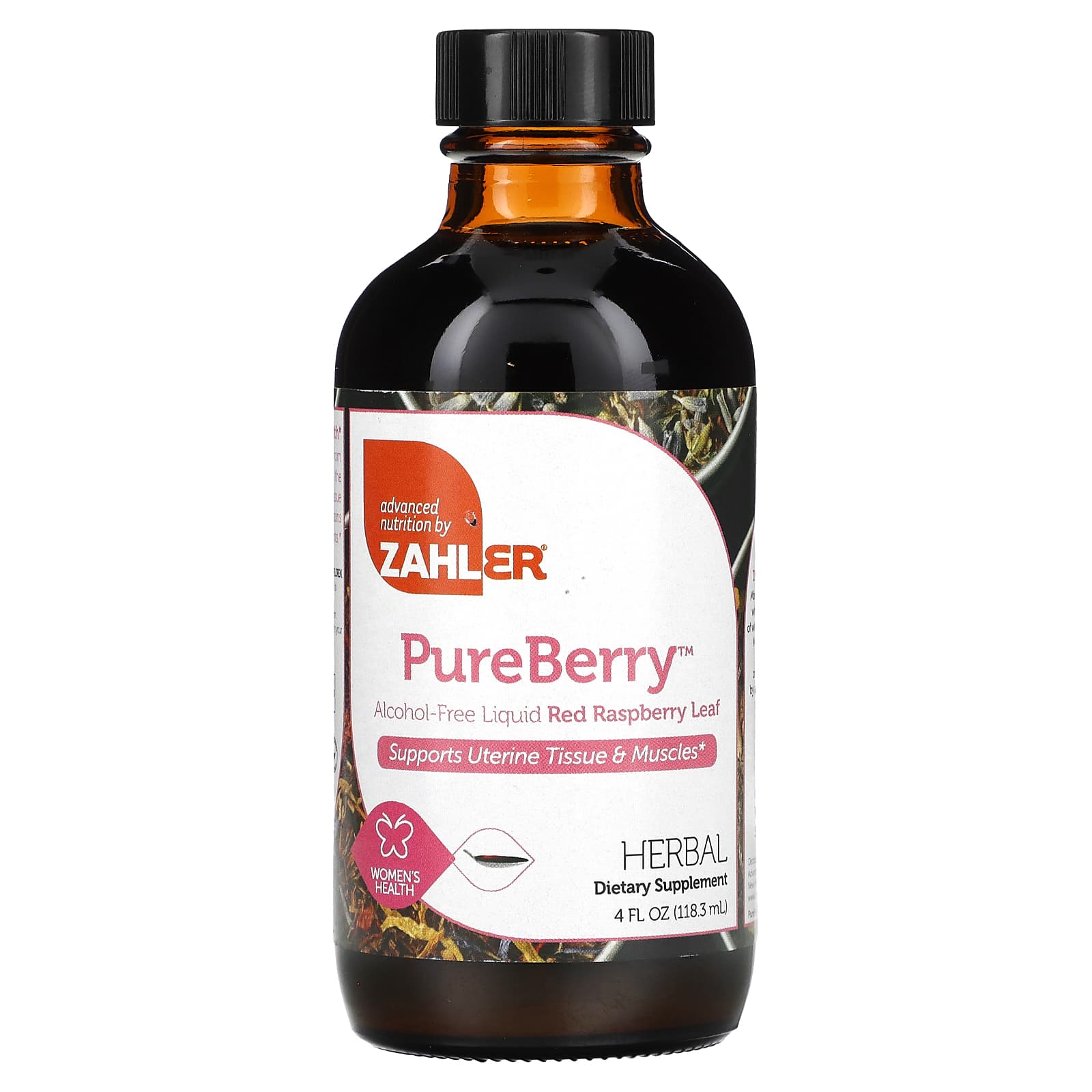 Zahler, PureBerry, Alcohol Free Liquid Red Raspberry Leaf, 4 fl oz (118.3 ml) - Image 1