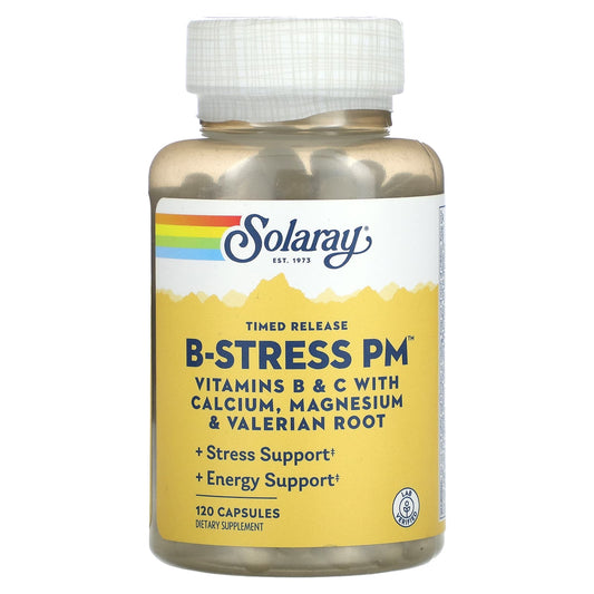 Solaray, Timed Release Vitamin B-Stress PM, 120 Capsules - Image 1