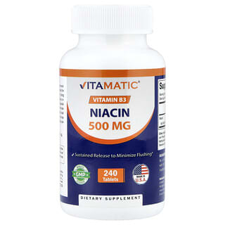Niacin 500mg by Vitamatic - Sustained Release, Non GMO, 240 Tablets