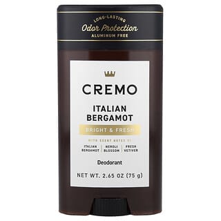 Cremo Italian Bergamot Deodorant, Long-Lasting Aluminum-Free Protection