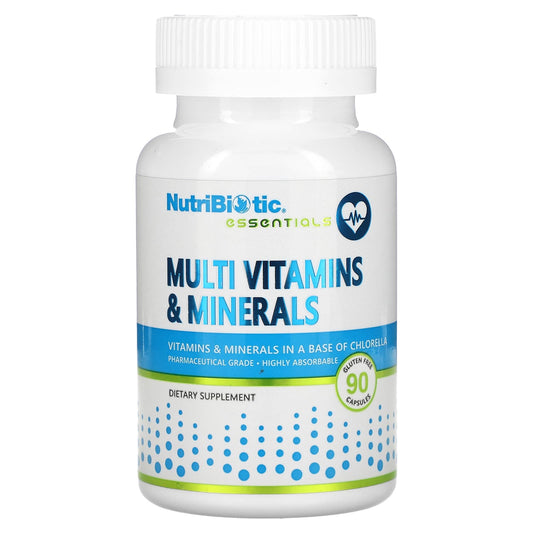 NutriBiotic, Essentials, Multi Vitamins & Minerals, 90 Capsules - Image 1
