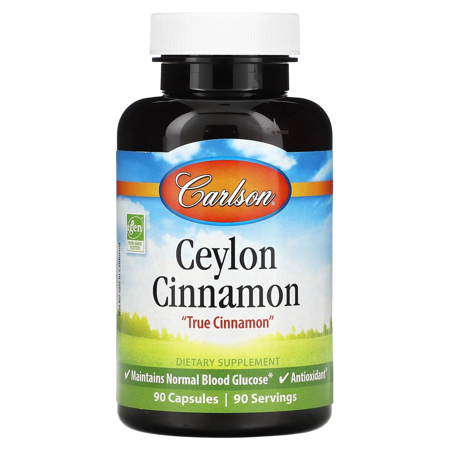  Carlson Ceylon Cinnamon Supplement for Blood Glucose Support, 90 Capsules - Image 1