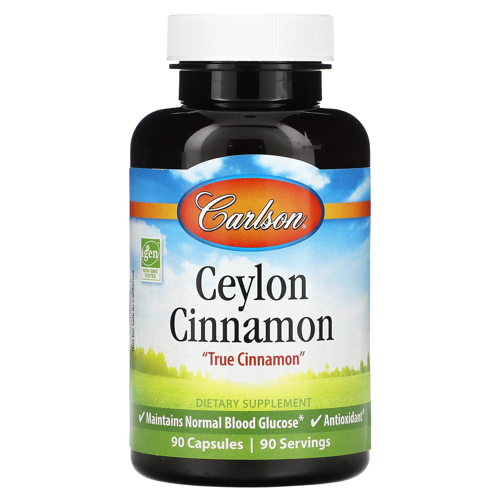  Carlson Ceylon Cinnamon Supplement for Blood Glucose Support, 90 Capsules - Image 1