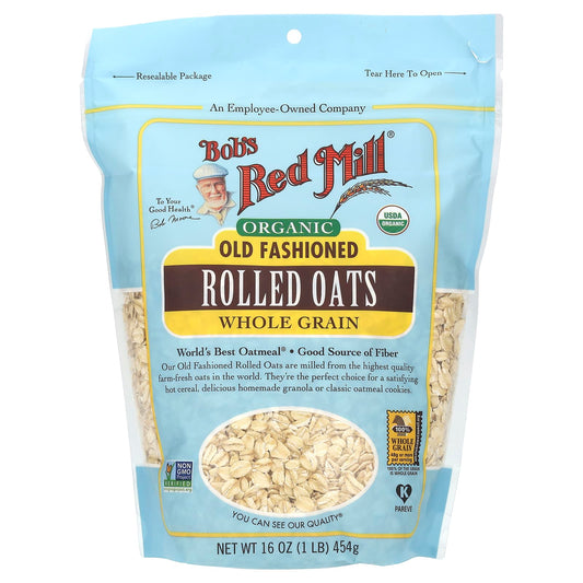 Bob's Red Mill Organic Whole Grain Old Fashioned Rolled Oats, 16 oz - Image 1