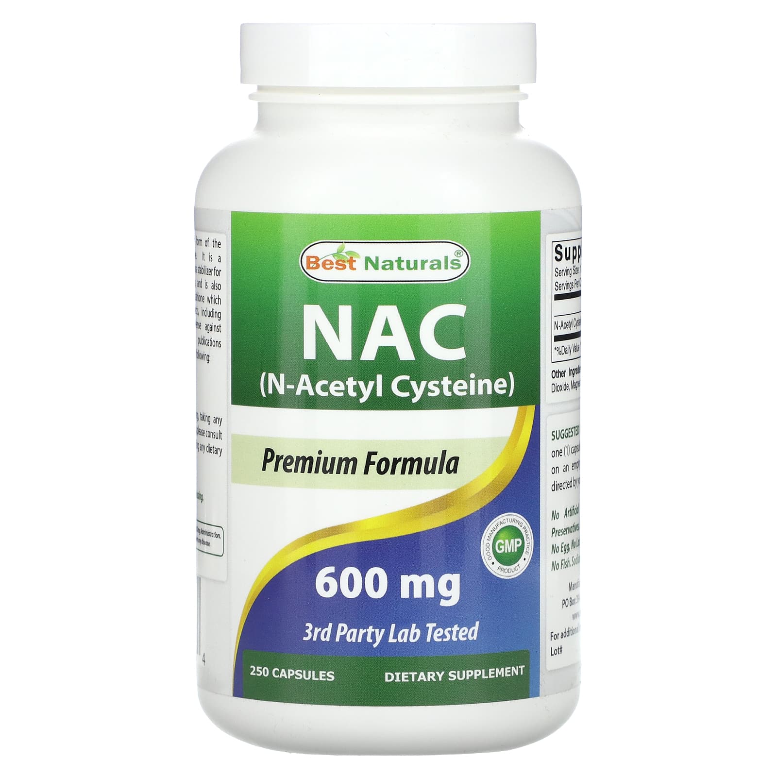 N-Acetyl Cysteine 600mg - 250 Capsules by Best Naturals - Image 1