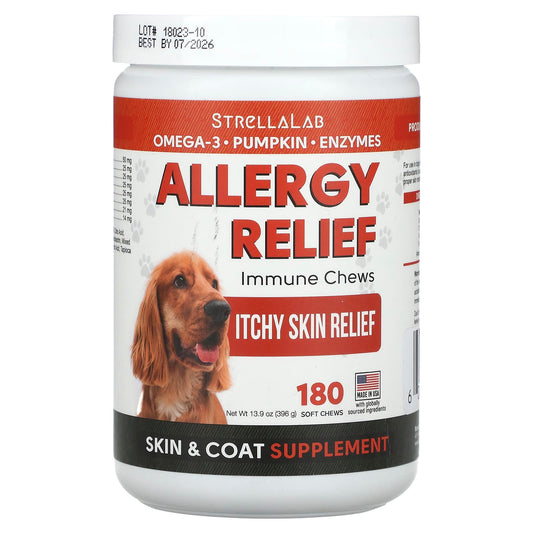 StrellaLab, Allergy Relief, Immune Chews, For Dogs, 180 Soft Chews, 13.9 oz (396 g) - Image 1
