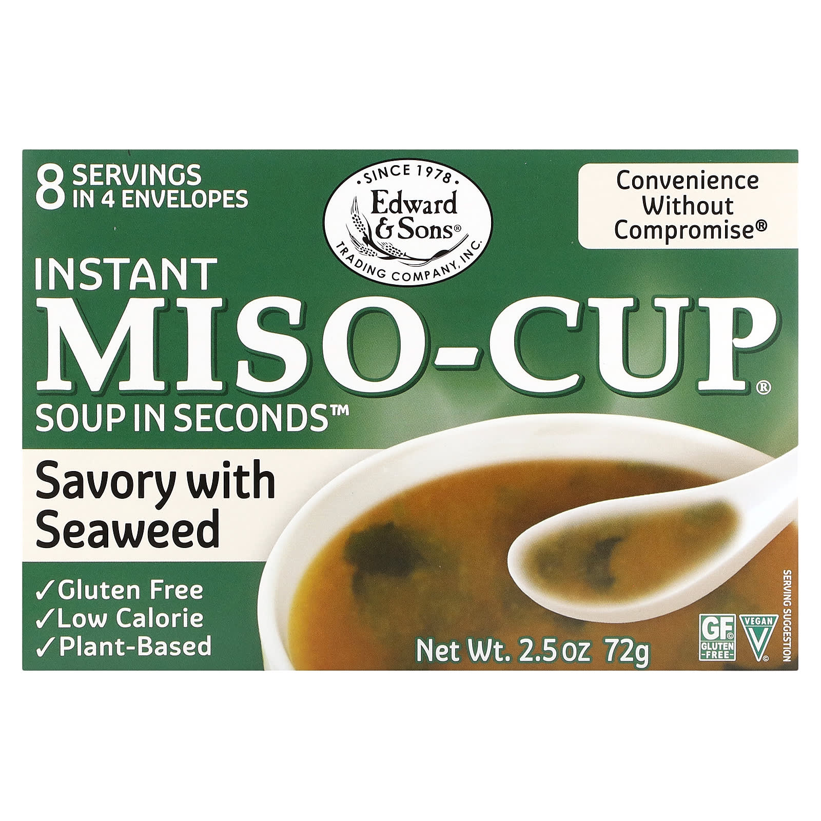 Edward & Sons Instant Miso-Cup, Savory with Seaweed, 4 Pack - Image 1