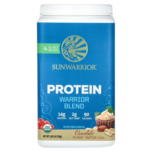 Sunwarrior, Warrior Blend, Protein, Chocolate Peanut Butter, 1.65 lb (750 g) - Image 1