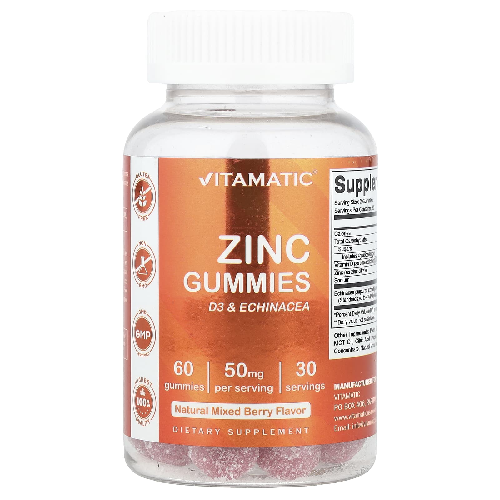 Vitamatic, Zinc Gummies, Mixed Berry, 60 Gummies - Image 1
