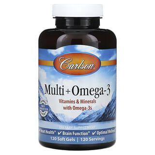 Carlson Multi + Omega-3, 120 Soft Gels for Optimal Wellness