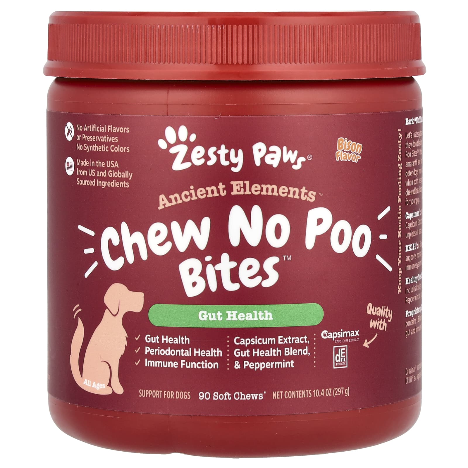 Zesty Paws, Ancient Elements®, Chew No Poo Bites™, For Dogs, All Ages, Bison, 90 Soft Chews, 10.4 oz (297 g) - Image 1
