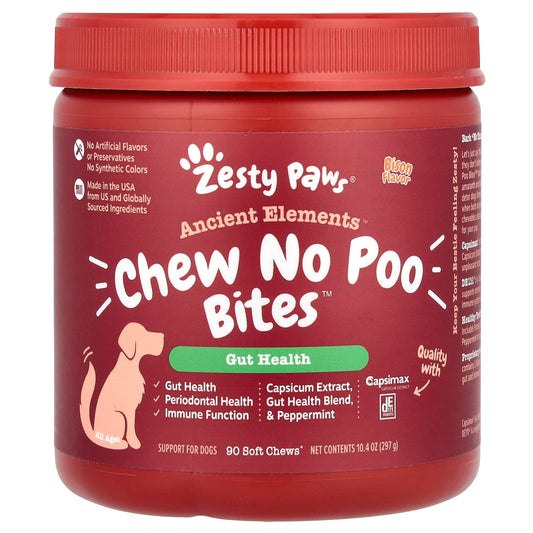 Zesty Paws, Ancient Elements®, Chew No Poo Bites™, For Dogs, All Ages, Bison, 90 Soft Chews, 10.4 oz (297 g) - Image 1
