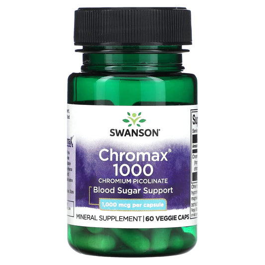Swanson, Chromax 1000, Chromium Picolinate, 1,000 mcg, 60 Veggie Caps - Image 1
