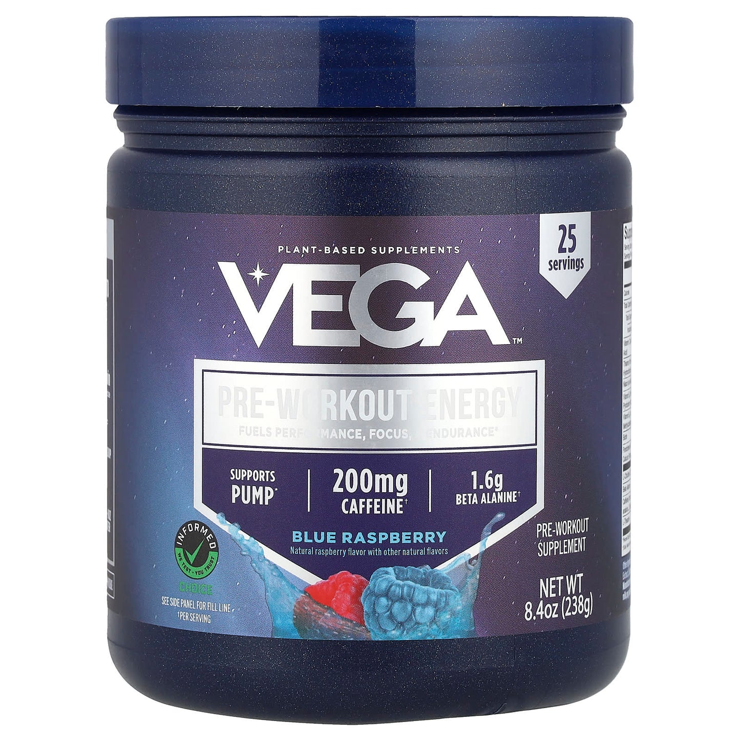 Vega, Pre-Workout Energy, Blue Raspberry, 8.4 oz (238 g) - Image 1