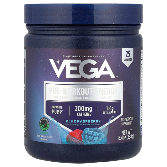 Vega, Pre-Workout Energy, Blue Raspberry, 8.4 oz (238 g) - Image 1