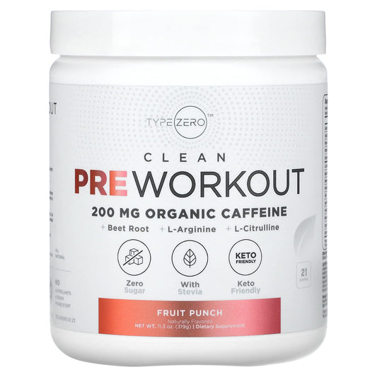 TypeZero, Clean Pre Workout, Fruit Punch, 11.3 oz (319 g) - Image 1