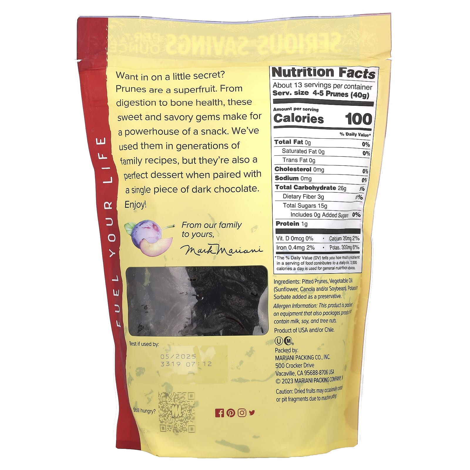 Mariani, Pitted Prunes, 18 oz (510 g) - Image 2