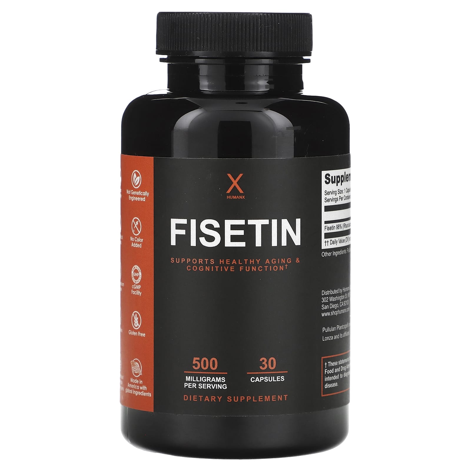 Humanx Fisetin 500mg, 30 Vegan Capsules for Healthy Aging & Cognitive Function - Image 1