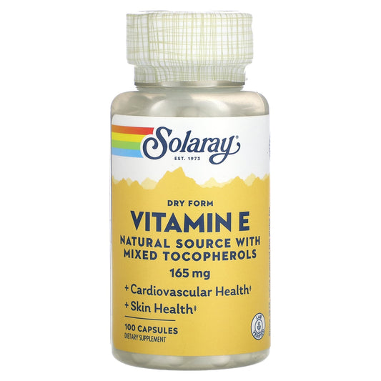 Solaray, Dry Form Vitamin E, 165 mg, 100 Capsules - Image 1