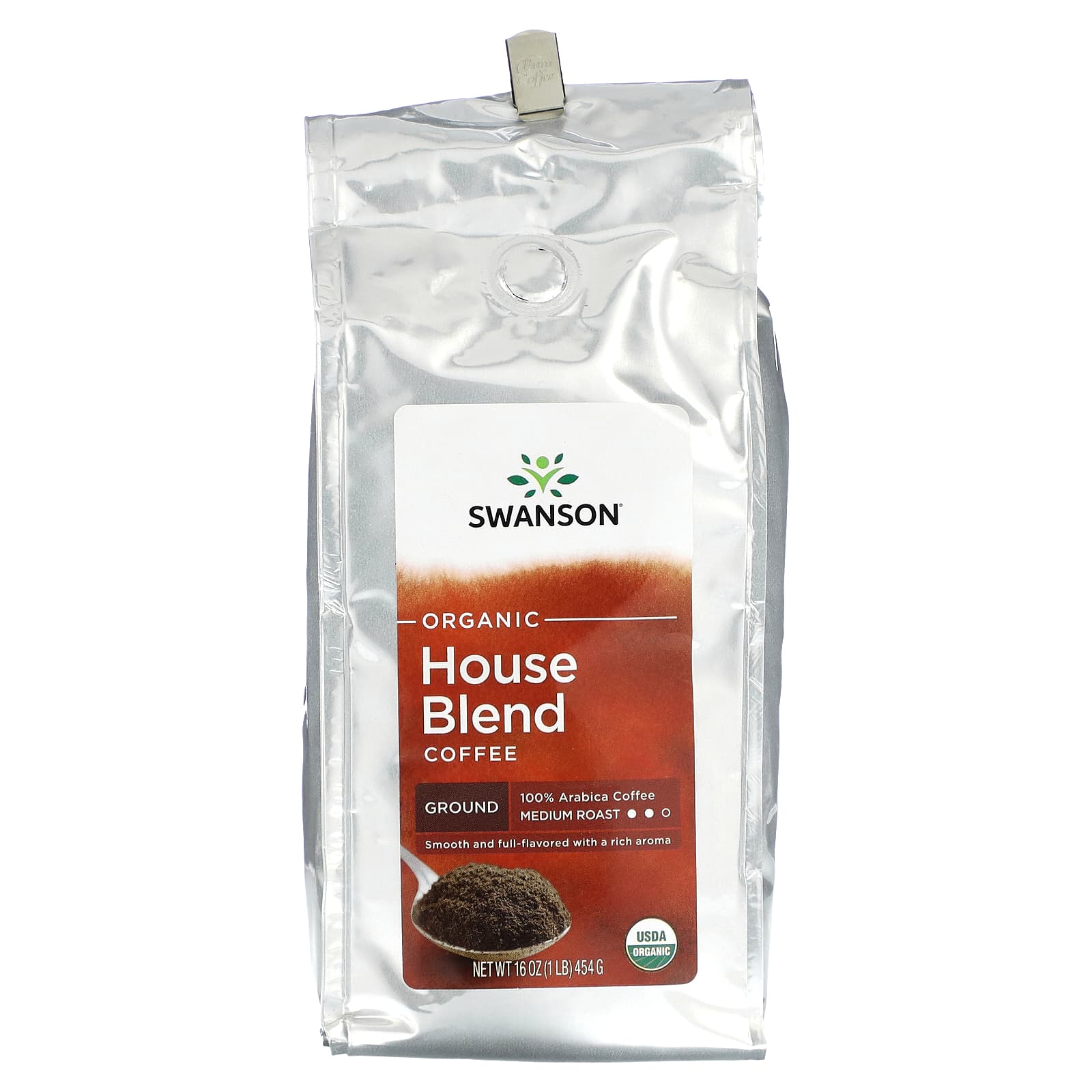Swanson, Organic House Blend Coffee, Ground, Medium Roast, 1 lb (454 g) - Image 1
