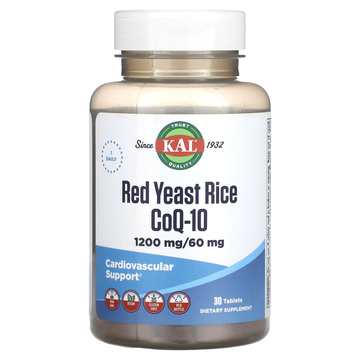 KAL, Red Yeast Rice, CoQ-10, 1,200 mg/ 60 mg, 30 Tablets - Image 1