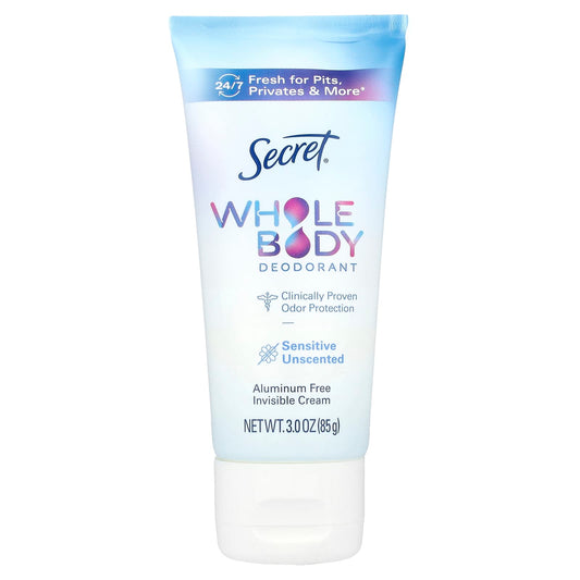 Secret, Whole Body Deodorant, Aluminum Free, Invisible Cream, Unscented, 3 oz (85 g) - Image 1