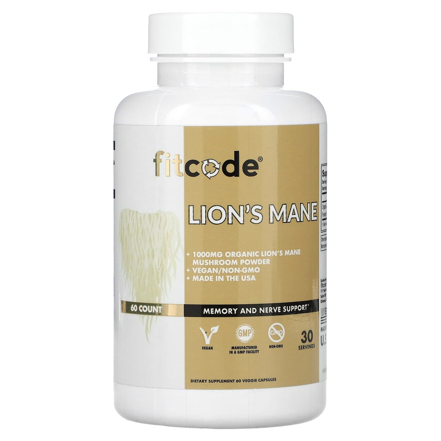 Lion's Mane Supplements for Memory - 60 Veggie Capsules (500mg) - Image 1