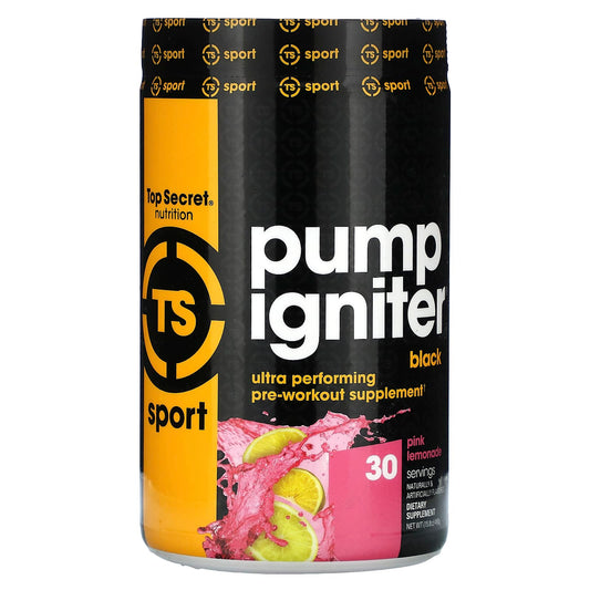 Top Secret Nutrition, Sport, Pump Igniter Black, Ultra Performing Pre-Workout, Pink Lemonade, 15.8 oz (450 g) - Image 1