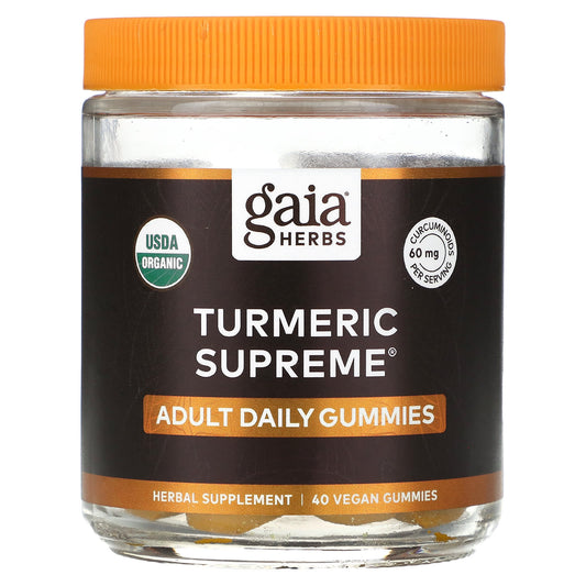 Turmeric Supreme Daily Gummies by Gaia Herbs - USDA Organic, 60mg Curcuminoids - Image 1