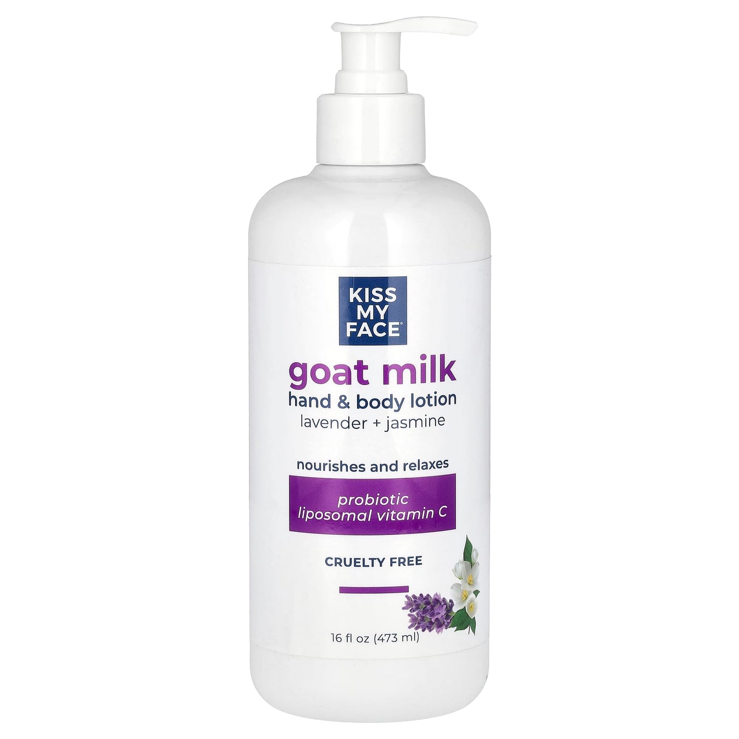 Kiss My Face, Goat Milk Hand & Body Lotion, Lavender + Jasmine, 16 fl oz (473 ml) - Image 1