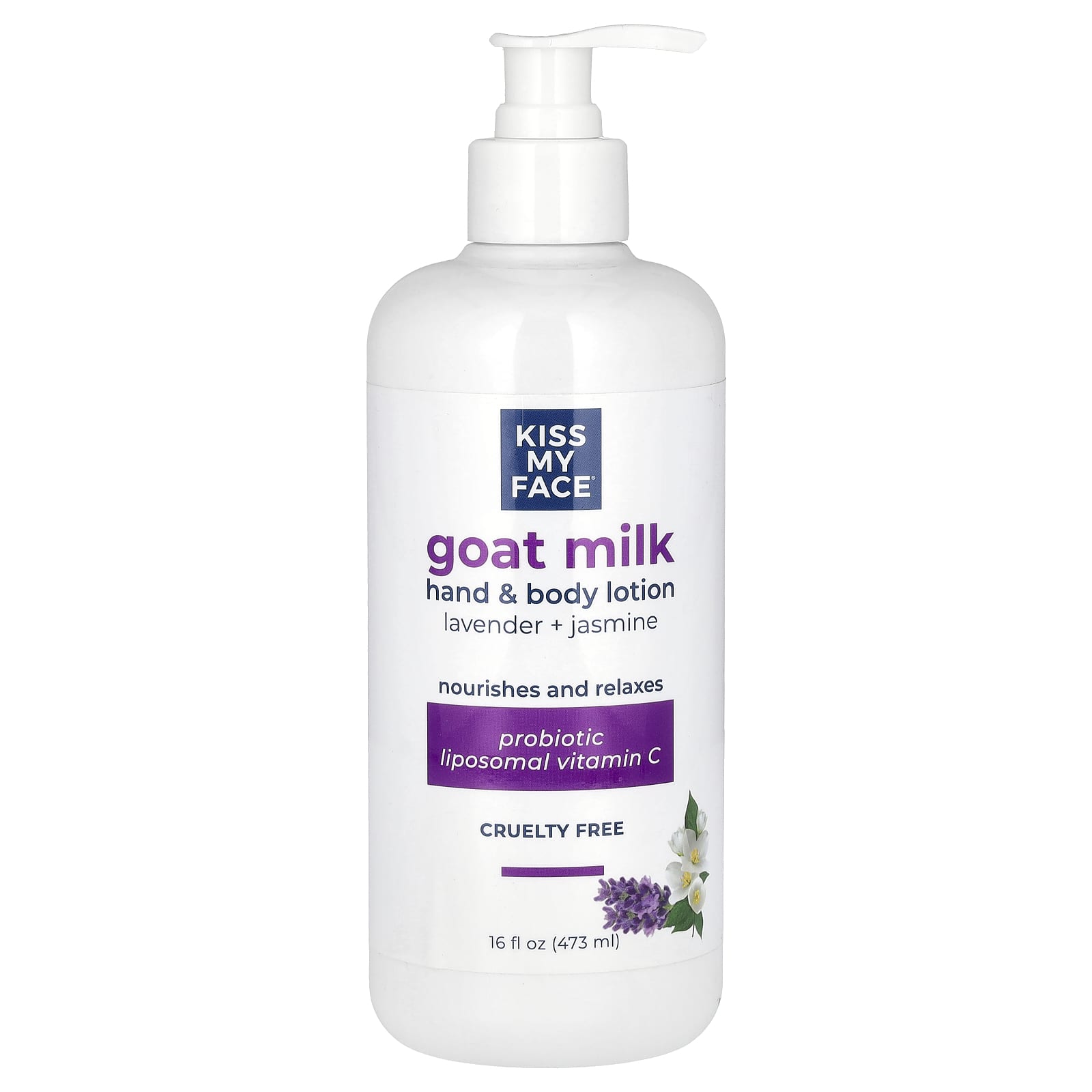 Kiss My Face, Goat Milk Hand & Body Lotion, Lavender + Jasmine, 16 fl oz (473 ml) - Image 1