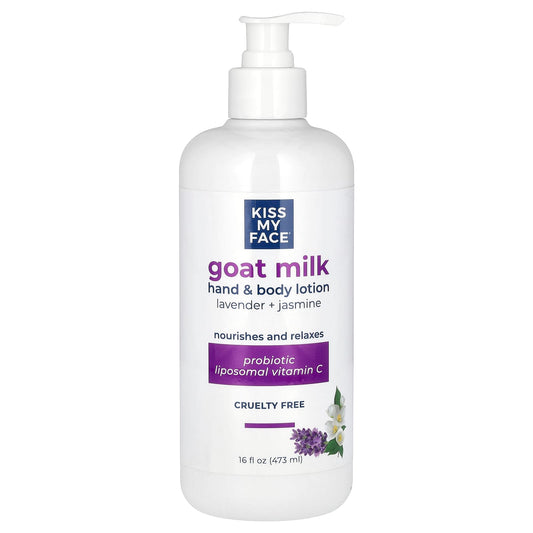 Kiss My Face, Goat Milk Hand & Body Lotion, Lavender + Jasmine, 16 fl oz (473 ml) - Image 1