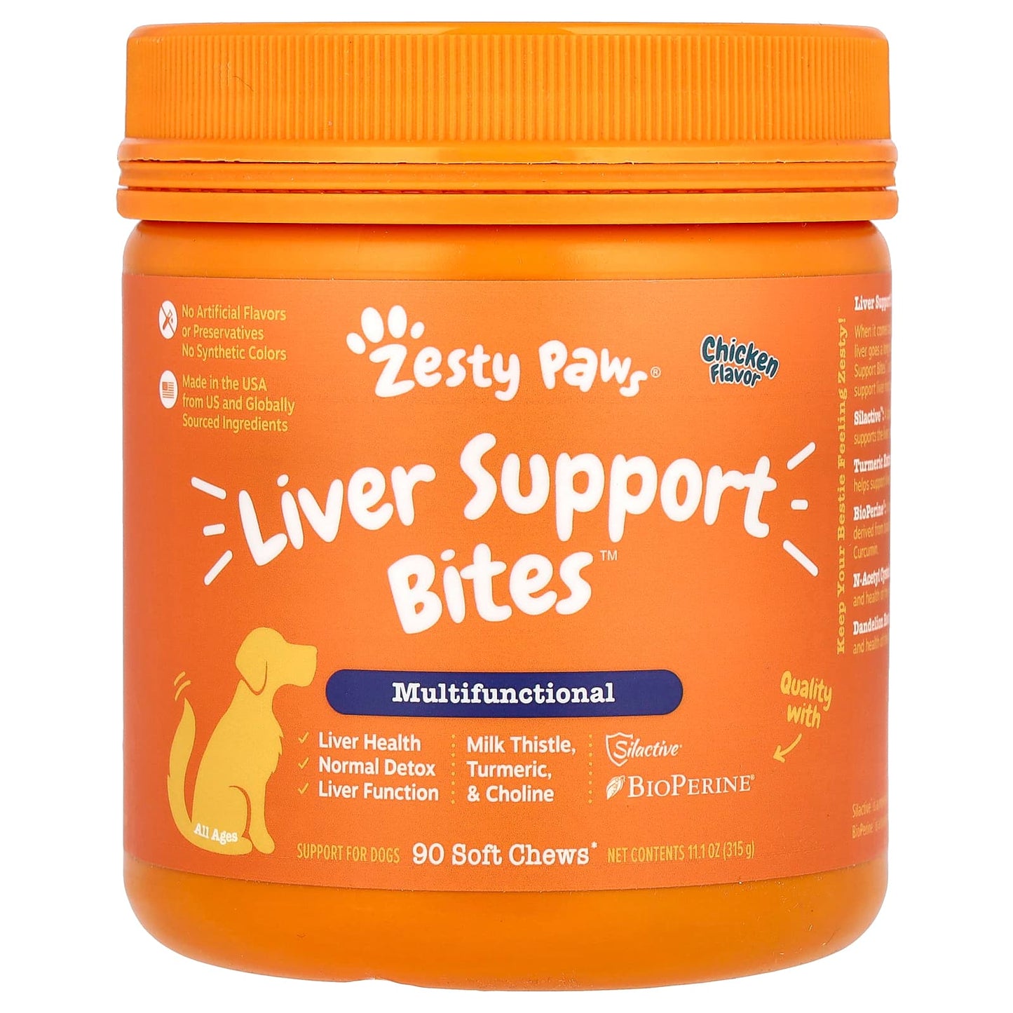 Zesty Paws, Liver Support Bites, For Dogs, All Ages, Chicken, 90 Soft Chews, 11.1 oz (315 g) - Image 1