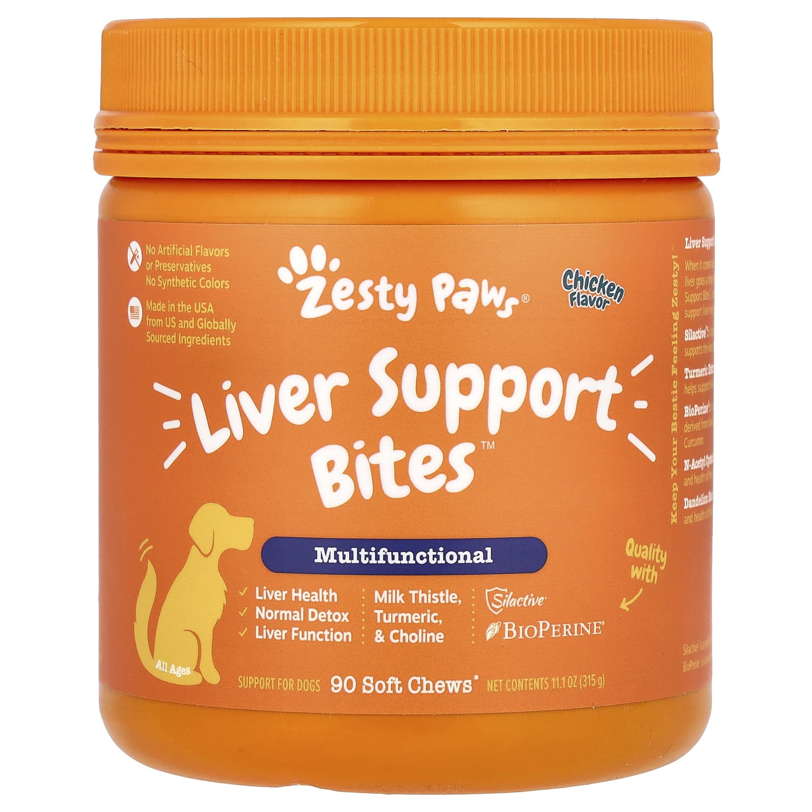 Zesty Paws, Liver Support Bites, For Dogs, All Ages, Chicken, 90 Soft Chews, 11.1 oz (315 g) - Image 1