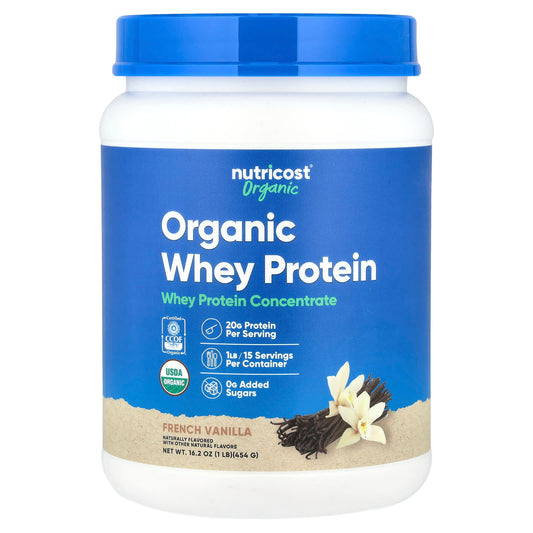 Nutricost, Organic Whey Protein, French Vanilla, 1 lb (454 g) - Image 1
