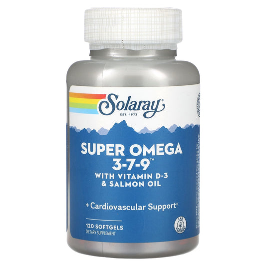 Solaray, Super Omega 3-7-9 with Vitamin D-3 & Salmon Oil, 120 Softgels - Image 1