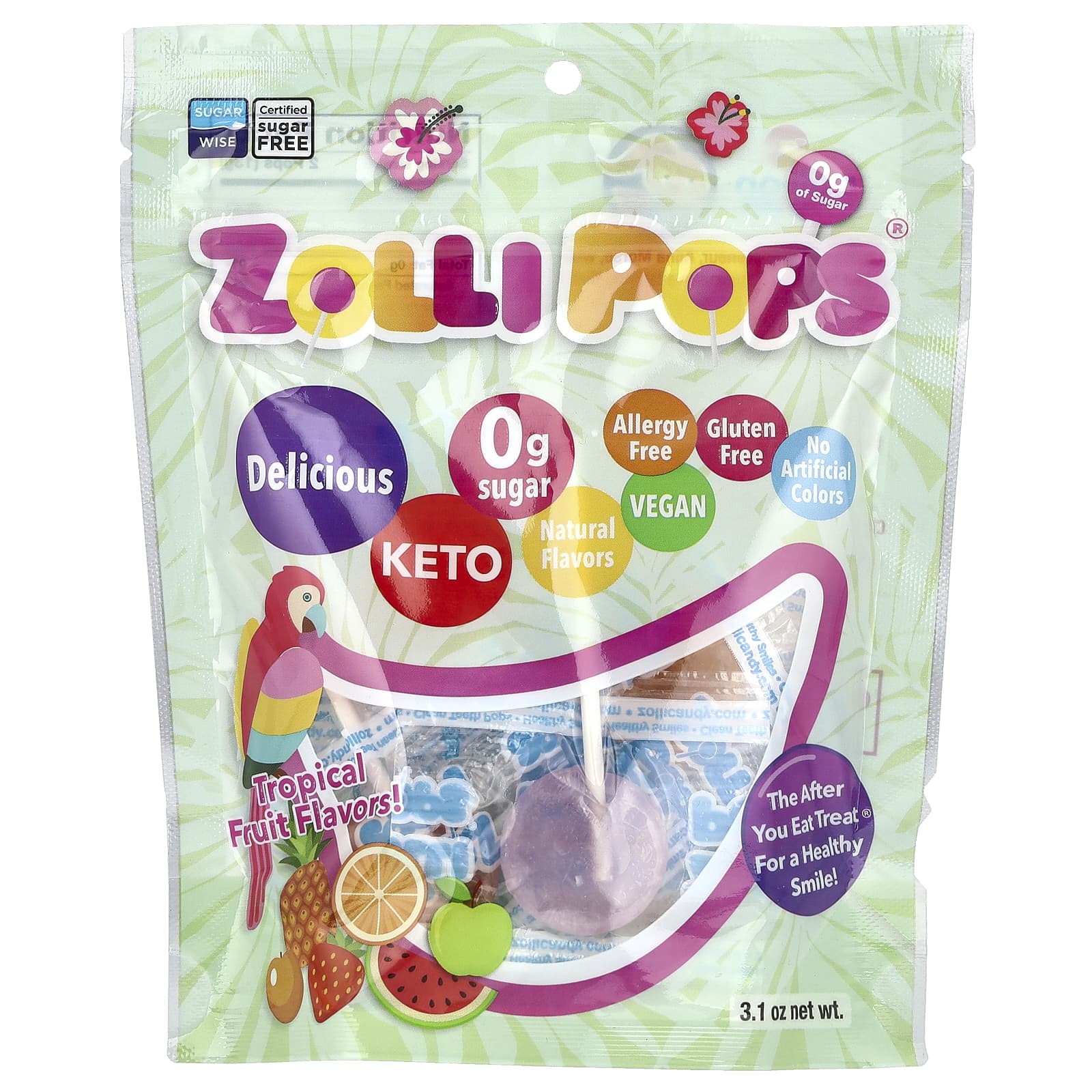 Zollipops, Original Clean Teeth Candy®, Tropical Fruit Flavors, 3.1 oz - Image 1