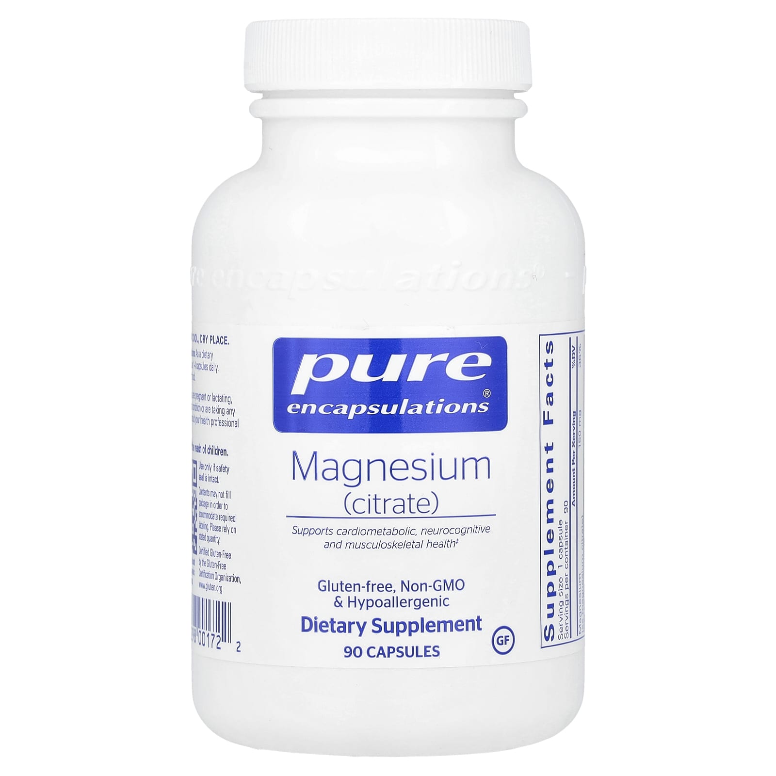 Pure Encapsulations, Magnesium (Citrate), 150 mg, 90 Capsules - Image 1