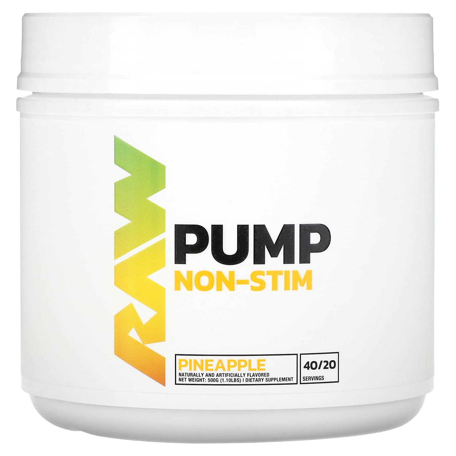 Raw Nutrition, Pump, Non-Stim, Pineapple, 1.1 lb (500 g) - Image 1