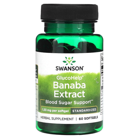 Swanson, GlucoHelp, Banaba Extract, 1.33 mg, 60 Softgels - Image 1