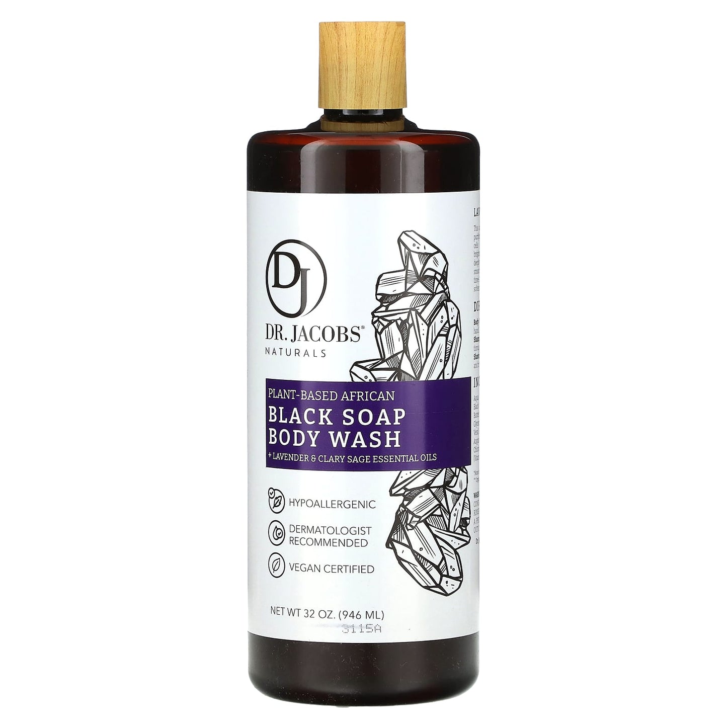Dr. Jacobs Naturals Lavender & Clary Sage African Black Soap Body Wash - Image 1