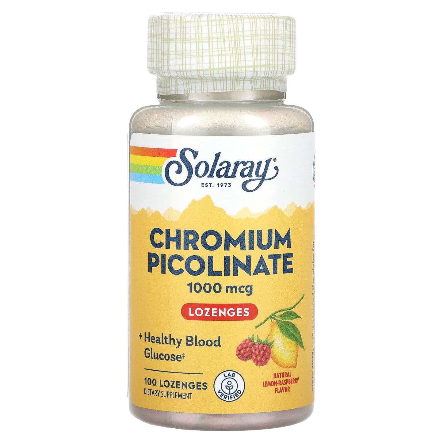 Solaray, Chromium Picolinate, Natural Lemon-Raspberry, 1,000 mcg, 100 Lozenges - Image 1